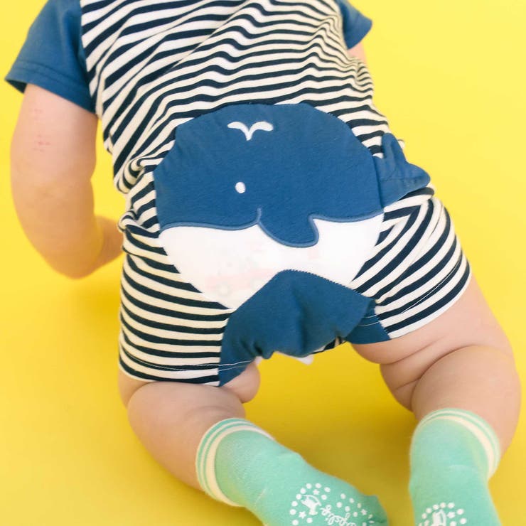 くじらクマ恐竜アニマルおしりモチーフボーダー切り替えロンパースベビー(60~80… | SLAP SLIP | 詳細画像3 