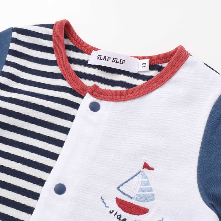 くじらクマ恐竜アニマルおしりモチーフボーダー切り替えロンパースベビー(60~80… | SLAP SLIP | 詳細画像7 