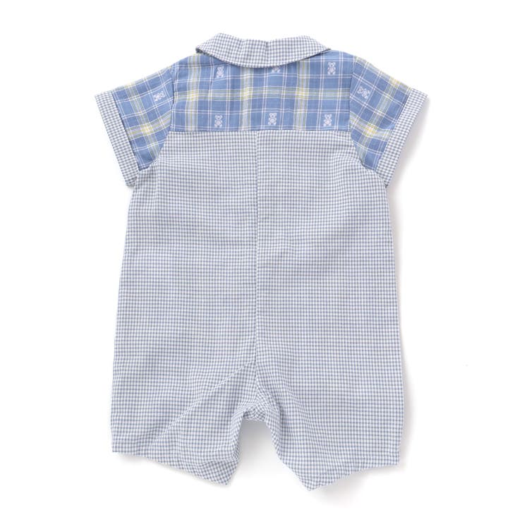 クマアニマル刺しゅう胸ポケット襟付きチェック半袖ロンパースベビー(70~80cm… | SLAP SLIP | 詳細画像15 