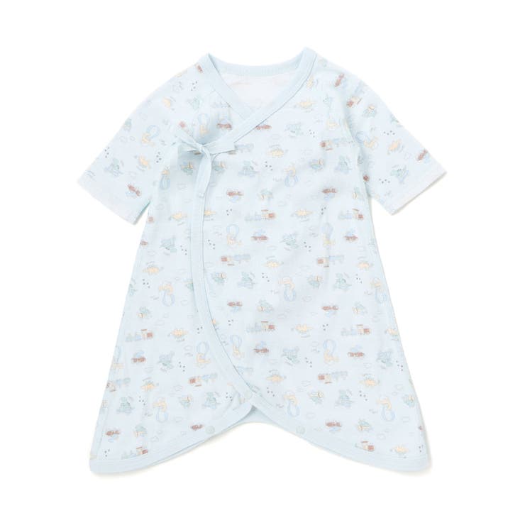 ブルー(恐竜) | コットンプリント総柄コンビ肌着ベビー(60~70cm) | SLAP SLIP