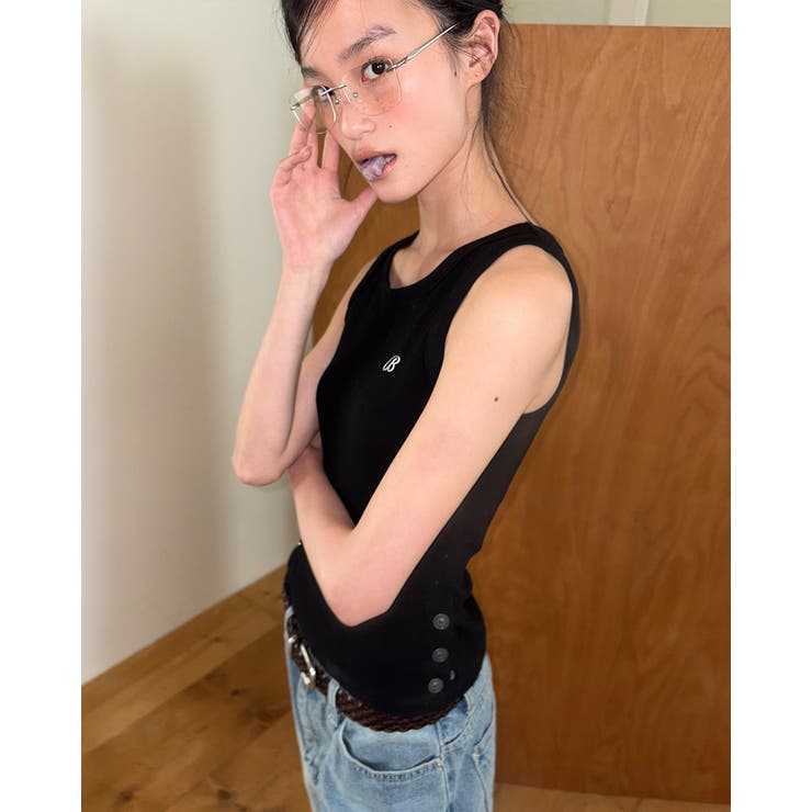 BLACK | エトル サイドスリットタンクトップ ts1506 | BEIDELLI