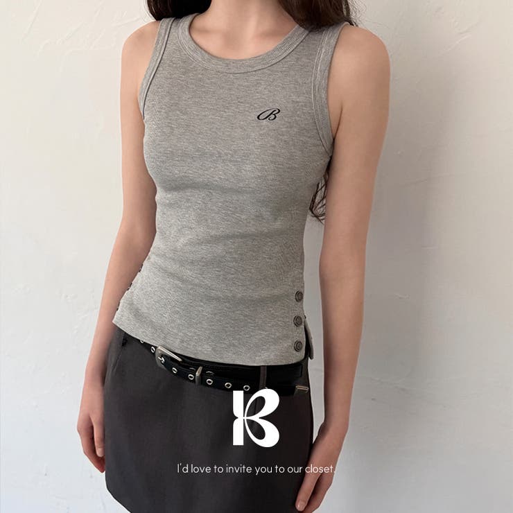 GRAY | エトル サイドスリットタンクトップ ts1506 | BEIDELLI
