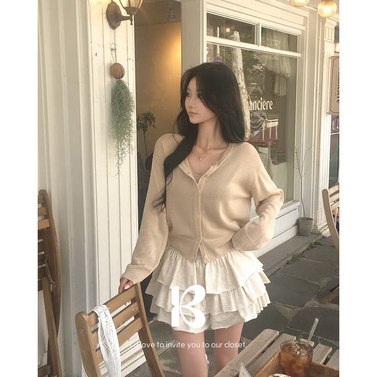 BEIGE | バリ、シースルーキャミソールカーディガンセットアップ cd1269 | BEIDELLI