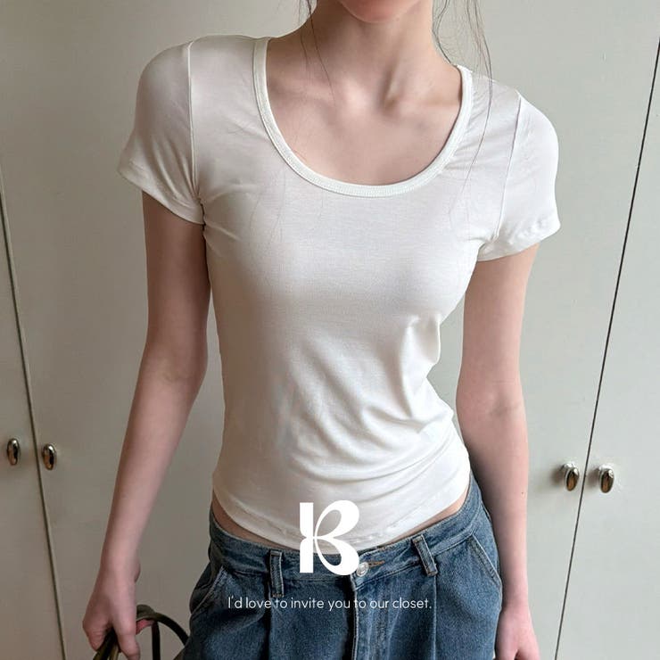 WHITE | ビリー Uネック半袖Tシャツ ts1508 | BEIDELLI