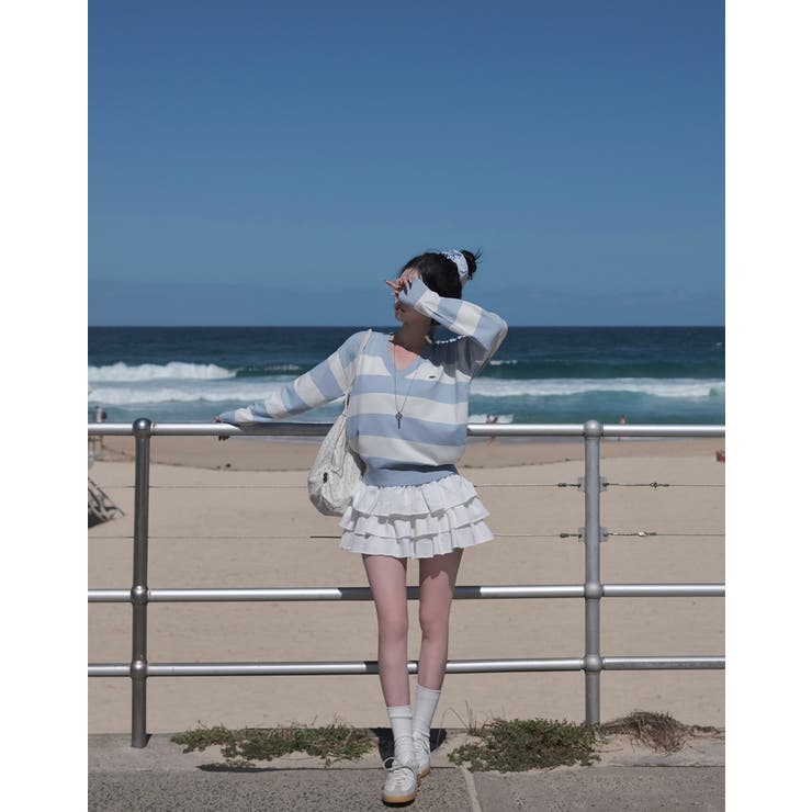 WHITE | キャベツ、ティアードミニスカートパンツ sk1151 | BEIDELLI