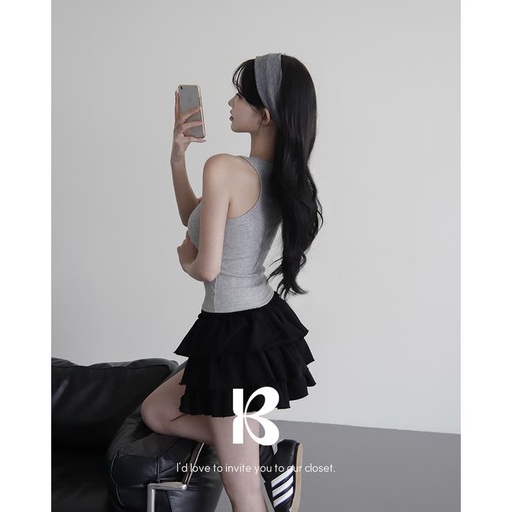 BLACK | キャベツ、ティアードミニスカートパンツ sk1151 | BEIDELLI