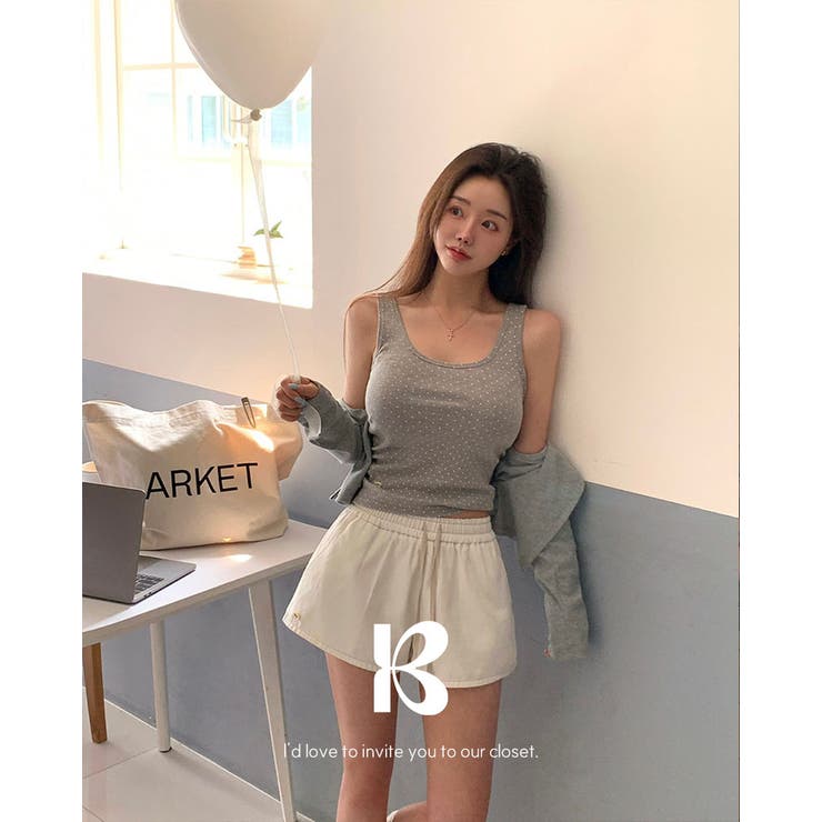 GRAY | ドットフライスキャミソール ts1428 | BEIDELLI