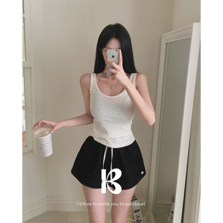 WHITE | ドットフライスキャミソール ts1428 | BEIDELLI