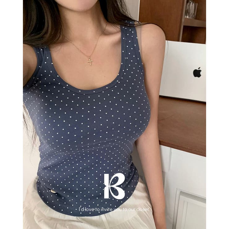 BLUE | ドットフライスキャミソール ts1428 | BEIDELLI