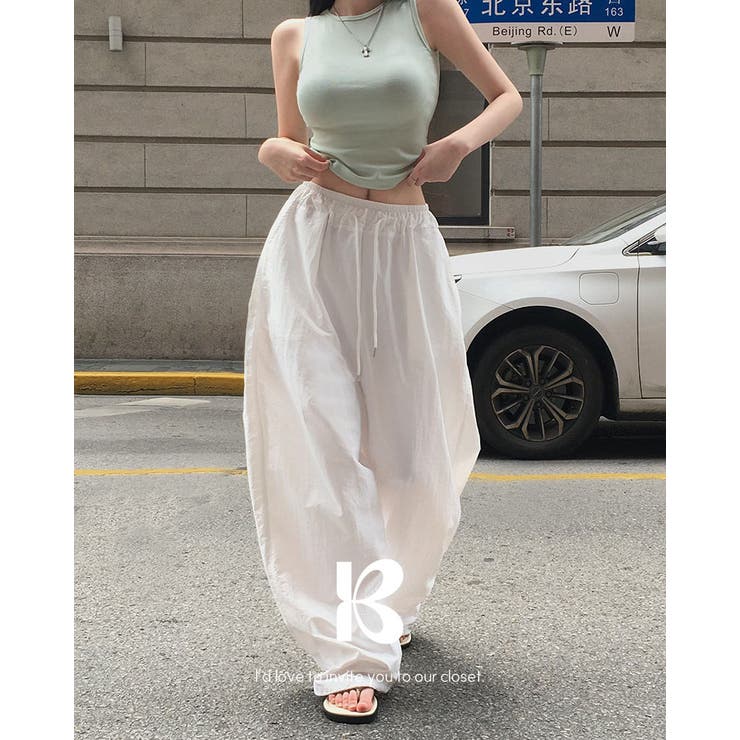 WHITE | ダンプ、フォールディングナイロンワイドパンツ pt1460 | BEIDELLI