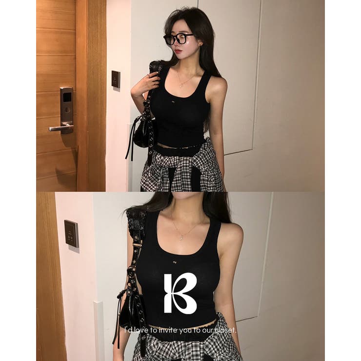 BLACK | アンバー、リブペンダントキャミソール ts1413 | BEIDELLI
