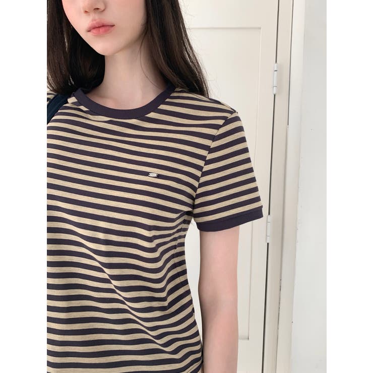 CHARCOAL | エント ストライプリンガーTシャツ DS26088 | BEIDELLI