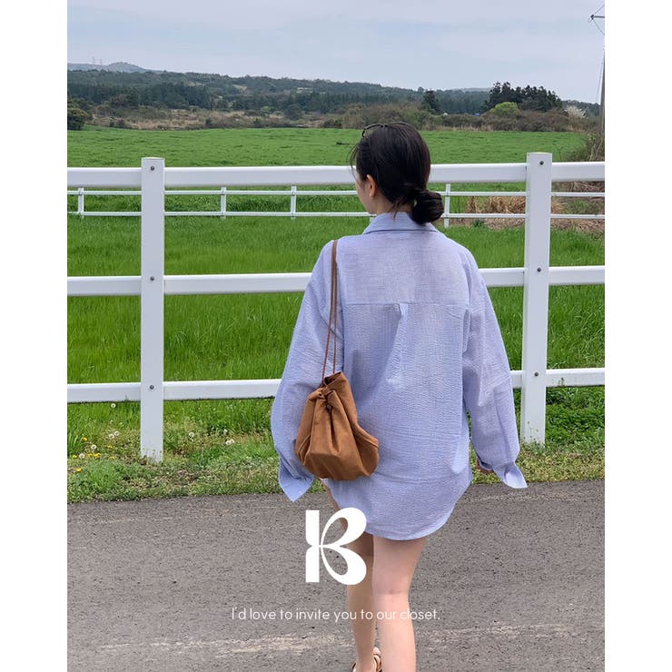 NAVY | シアサッカーオーバーフィットストライプシャツ bs1169 | BEIDELLI