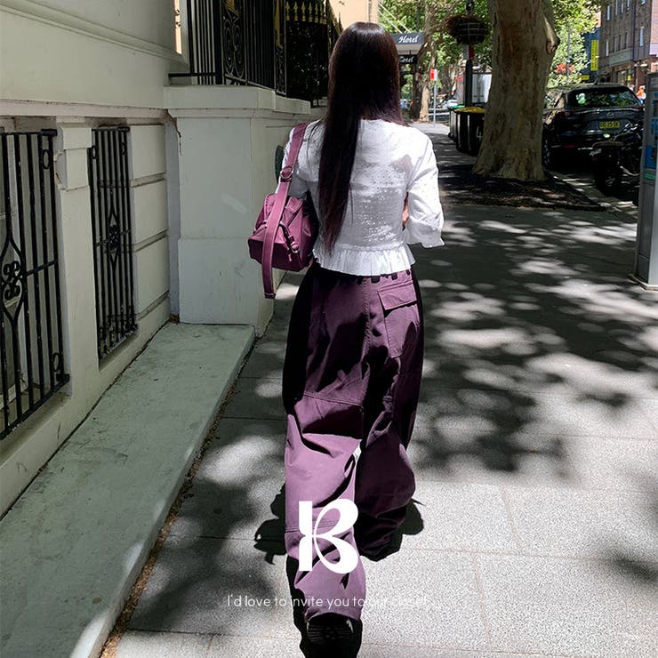 PURPLE | グレープ 切り替えコットンパンツ pt1547 | BEIDELLI