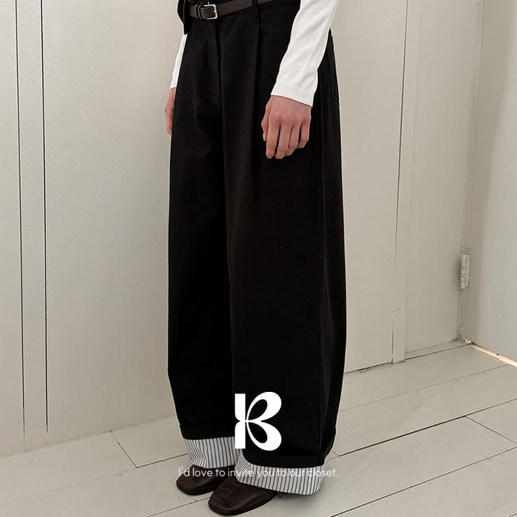 BLACK | メープル ストライプロールアップチノパンツ pt1515 | BEIDELLI