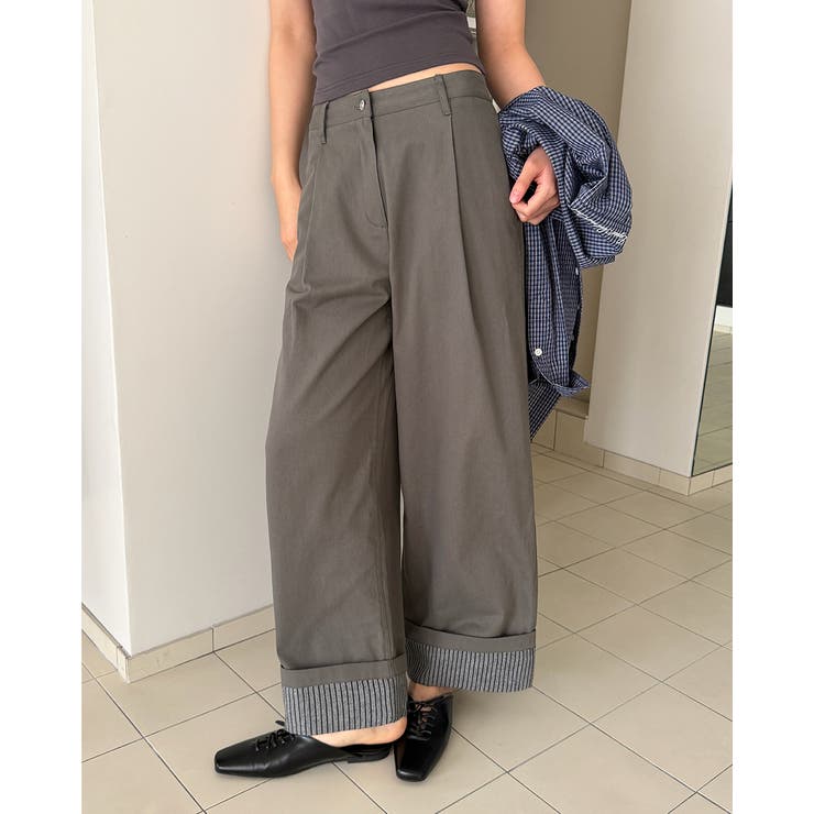CHARCOAL | メープル ストライプロールアップチノパンツ pt1515 | BEIDELLI