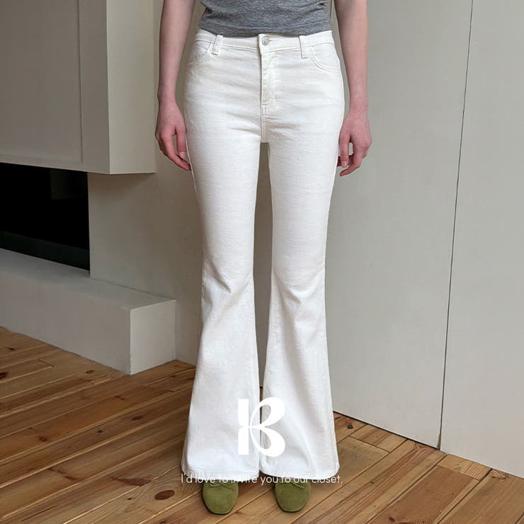 WHITE | ミツ コットンベーシックブーツカットパンツ DN0071 | BEIDELLI