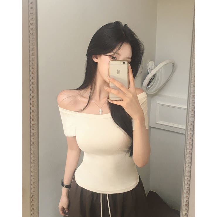 ミューズ、スリムフィットオフショルダー半袖Tシャツ ts1416 | BEIDELLI | 詳細画像4 