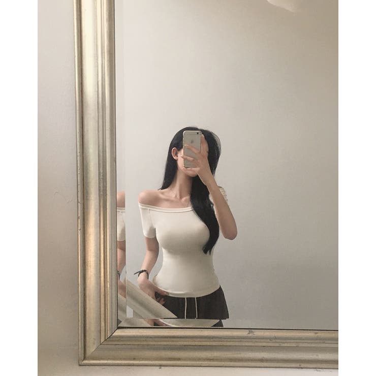 ミューズ、スリムフィットオフショルダー半袖Tシャツ ts1416 | BEIDELLI | 詳細画像5 