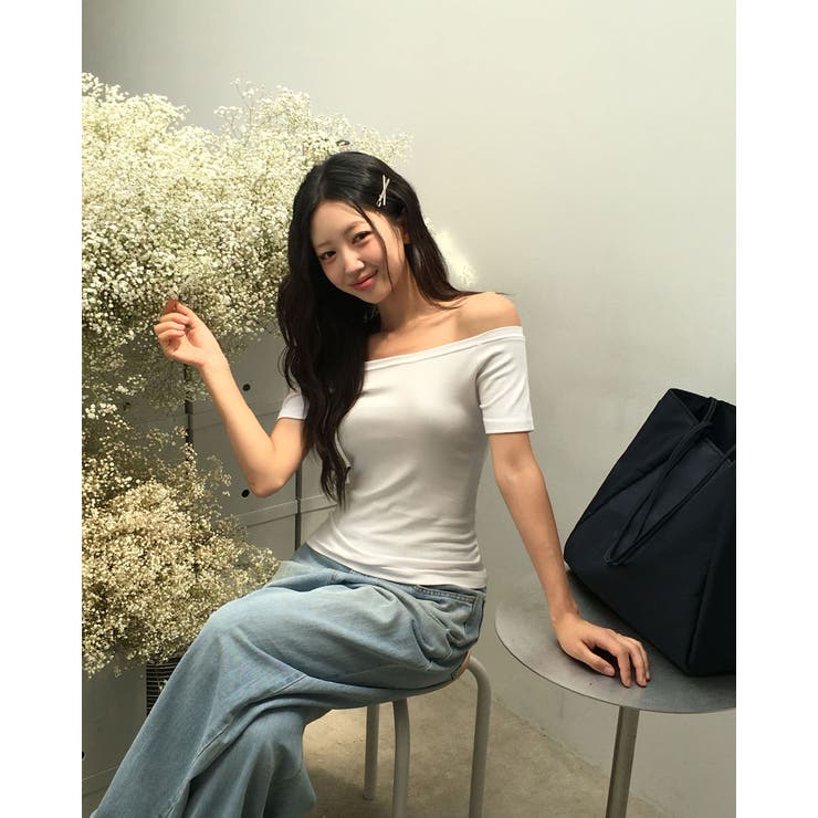 ミューズ、スリムフィットオフショルダー半袖Tシャツ ts1416 | BEIDELLI | 詳細画像7 