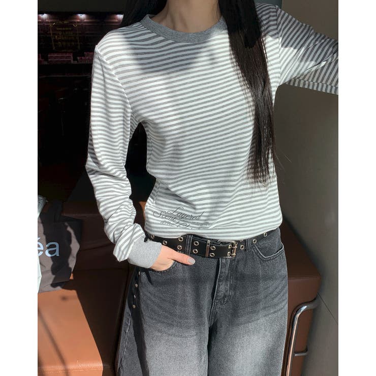 GRAY | ノバ ストライプ長袖Ｔシャツ ts1490 | BEIDELLI