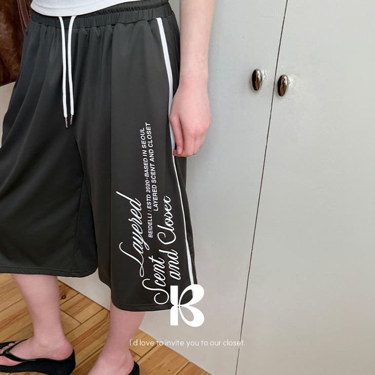 KHAKI | ポション レターリングラインバミューダパンツ pt1527 | BEIDELLI