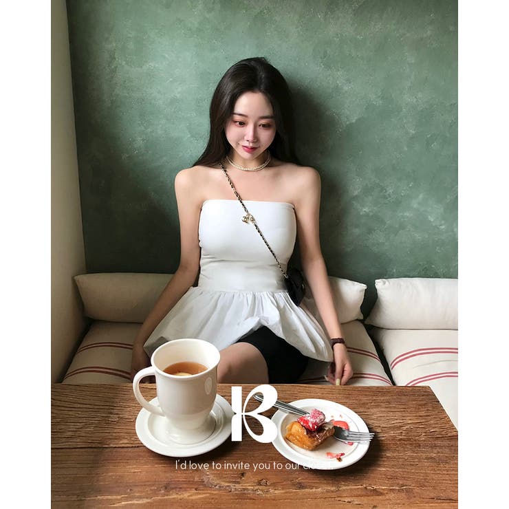 WHITE | パンプキン、レイヤードチューブトップ ts1418 | BEIDELLI