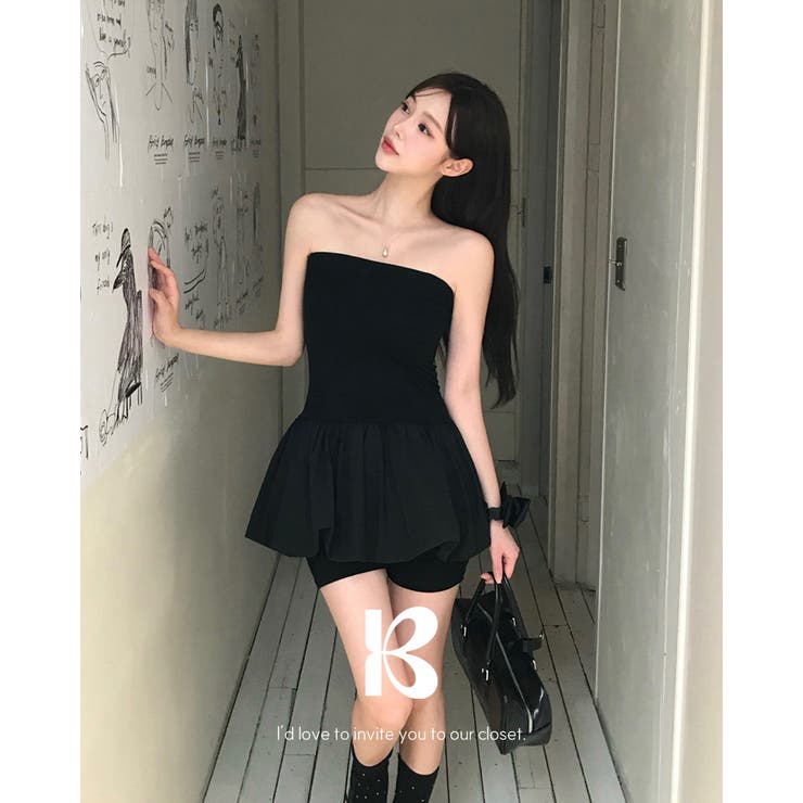 BLACK | パンプキン、レイヤードチューブトップ ts1418 | BEIDELLI
