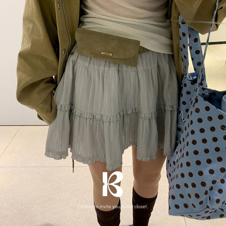GRAY | ラビン フリルスカート sk1169 | BEIDELLI