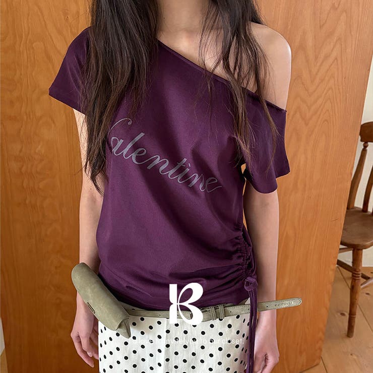 PURPLE | レナ オフショルダー半袖Tシャツ ts1521 | BEIDELLI