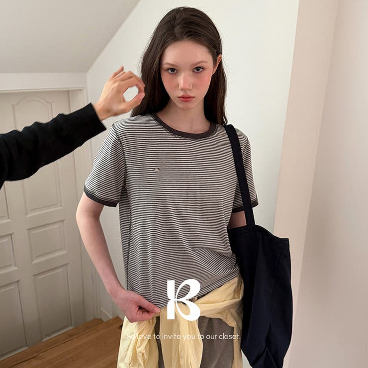 GRAY | ロミ ストライプ半袖Tシャツ DS26040 | BEIDELLI