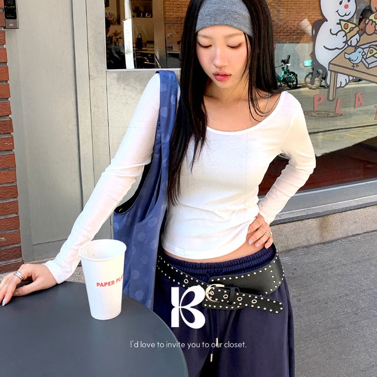 WHITE | セラ ディープラウンド長袖Ｔシャツ ts1515 | BEIDELLI