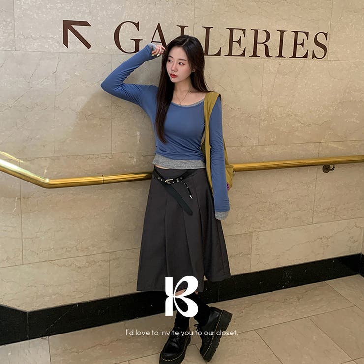 BLUE | セラ ディープラウンド長袖Ｔシャツ ts1515 | BEIDELLI