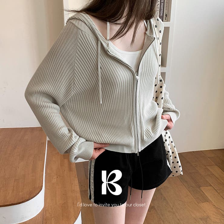 IVORY | ソーダ サマーリブニットジップパーカー DG26609 | BEIDELLI