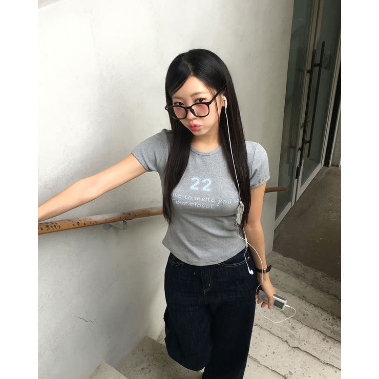 MELANGE | タイニー、リブレタリング半袖Tシャツ ts1417 | BEIDELLI
