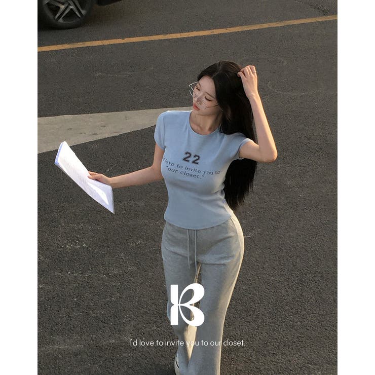 SKY BLUE | タイニー、リブレタリング半袖Tシャツ ts1417 | BEIDELLI