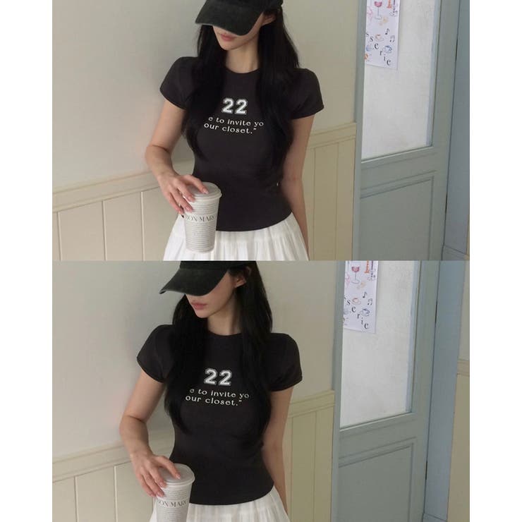 CHARCOAL | タイニー、リブレタリング半袖Tシャツ ts1417 | BEIDELLI