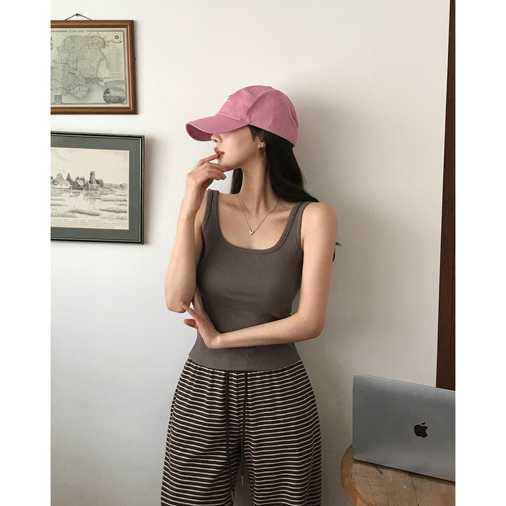 BROWN | トマト、リブレイヤードキャミソール ts1420 | BEIDELLI