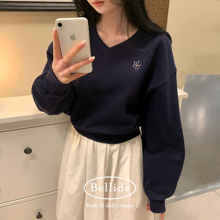 パステルVネッククロップドスウェット ts1263 | BEIDELLI | 詳細画像1 