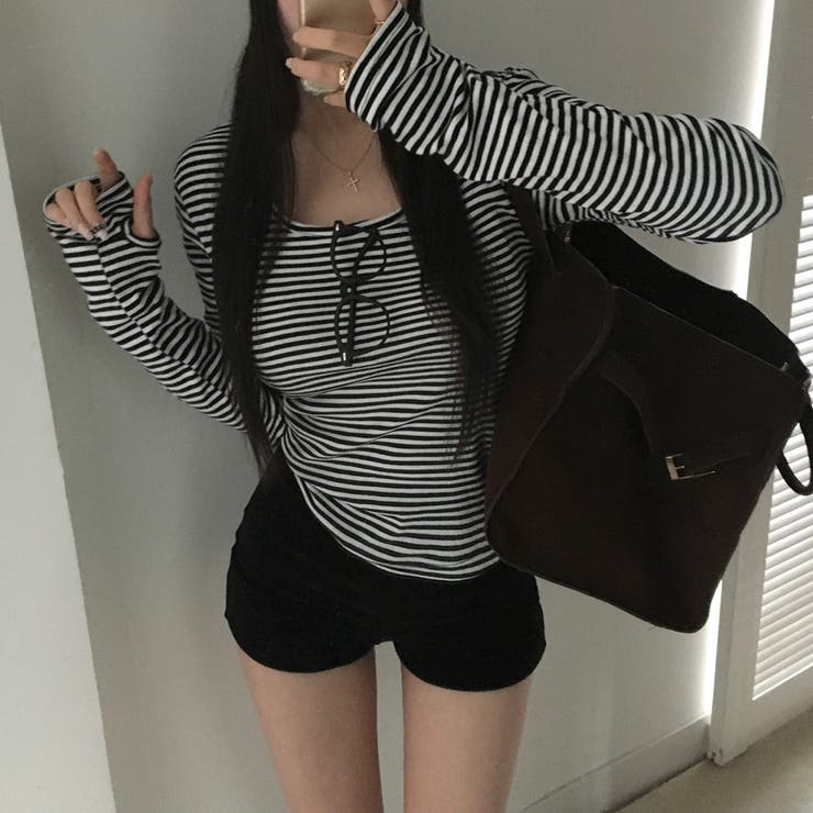 クッキー、ストライプフィンガーホールTシャツ ts1384 | BEIDELLI | 詳細画像2 