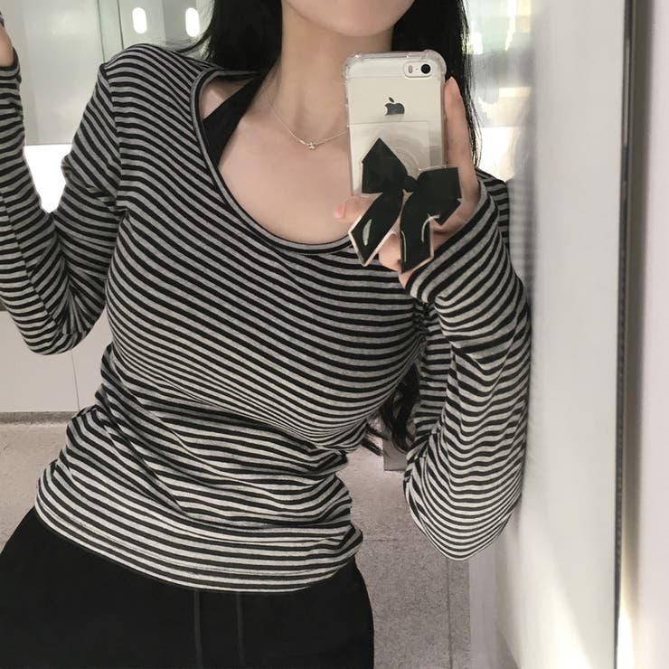 クッキー、ストライプフィンガーホールTシャツ ts1384 | BEIDELLI | 詳細画像8 