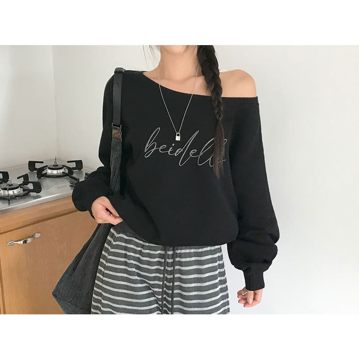 カリー、オフショルダーレタリングスウェット ts1437 | BEIDELLI | 詳細画像6 