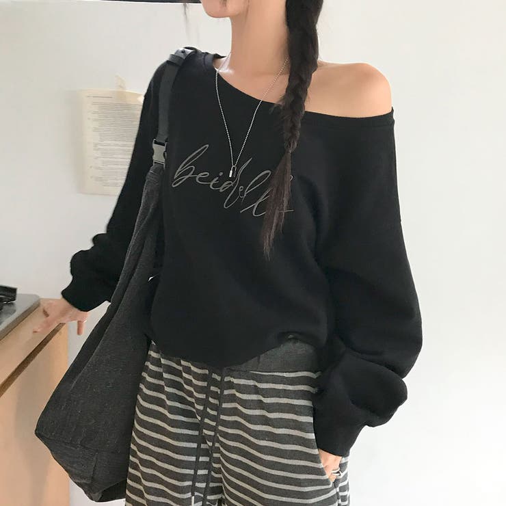 カリー、オフショルダーレタリングスウェット ts1437 | BEIDELLI | 詳細画像5 