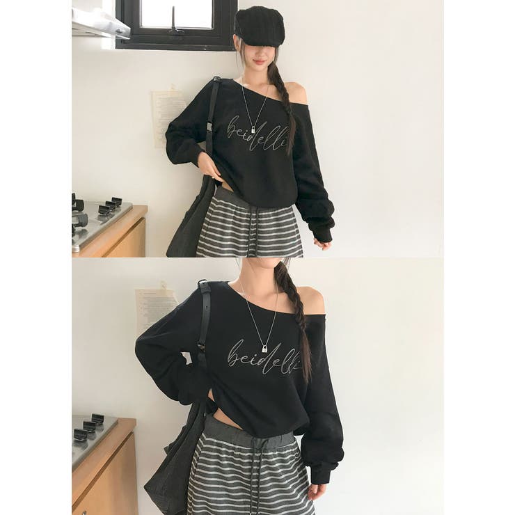 カリー、オフショルダーレタリングスウェット ts1437 | BEIDELLI | 詳細画像7 