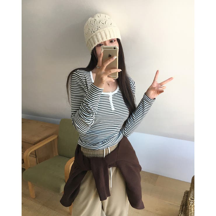 配色ヘンリーネック ストライプTシャツ ts1451 | BEIDELLI | 詳細画像6 