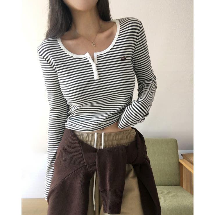 配色ヘンリーネック ストライプTシャツ ts1451 | BEIDELLI | 詳細画像7 