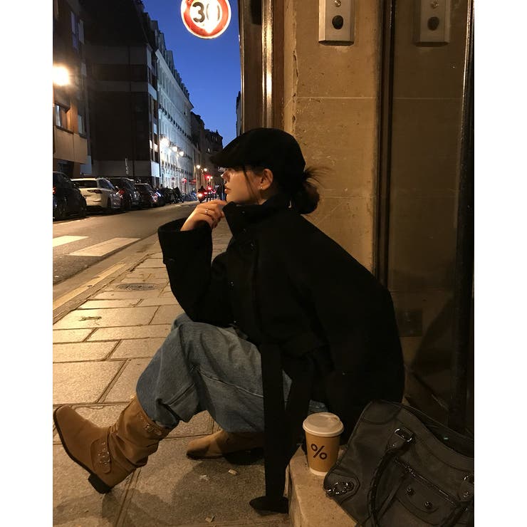 センターウエスト紐ウールショートコート | BEIDELLI | 詳細画像4 