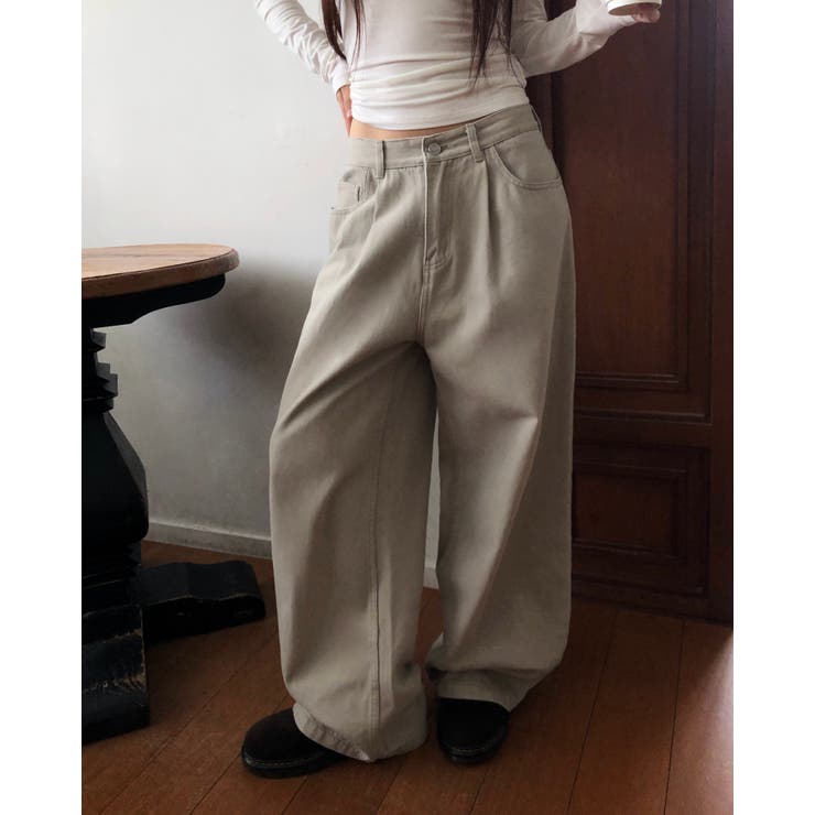 BEIGE | グレーン ピンタックローワイドパンツ DS26052 | BEIDELLI