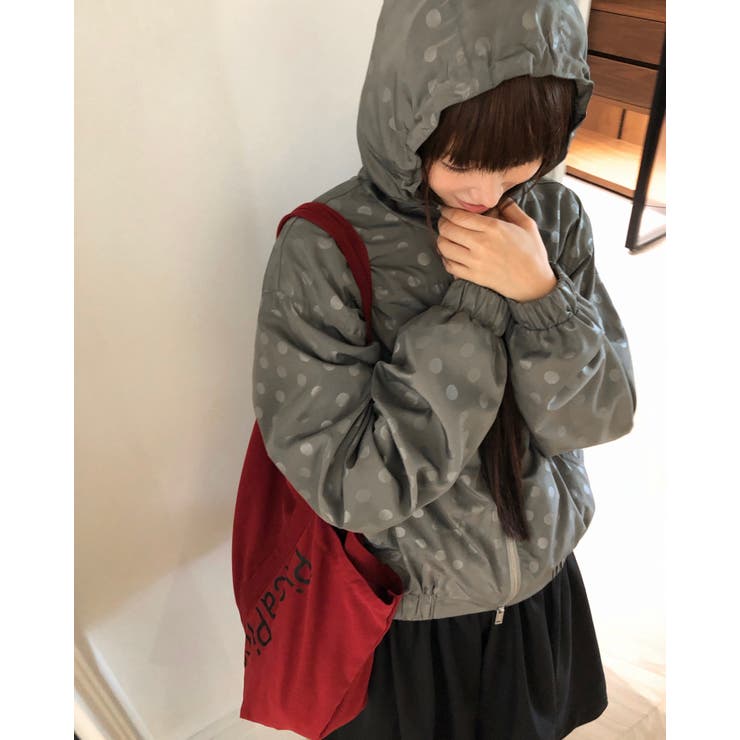 KHAKIGRAY | シマー ドットフードナイロンジャケット DS26027 | BEIDELLI