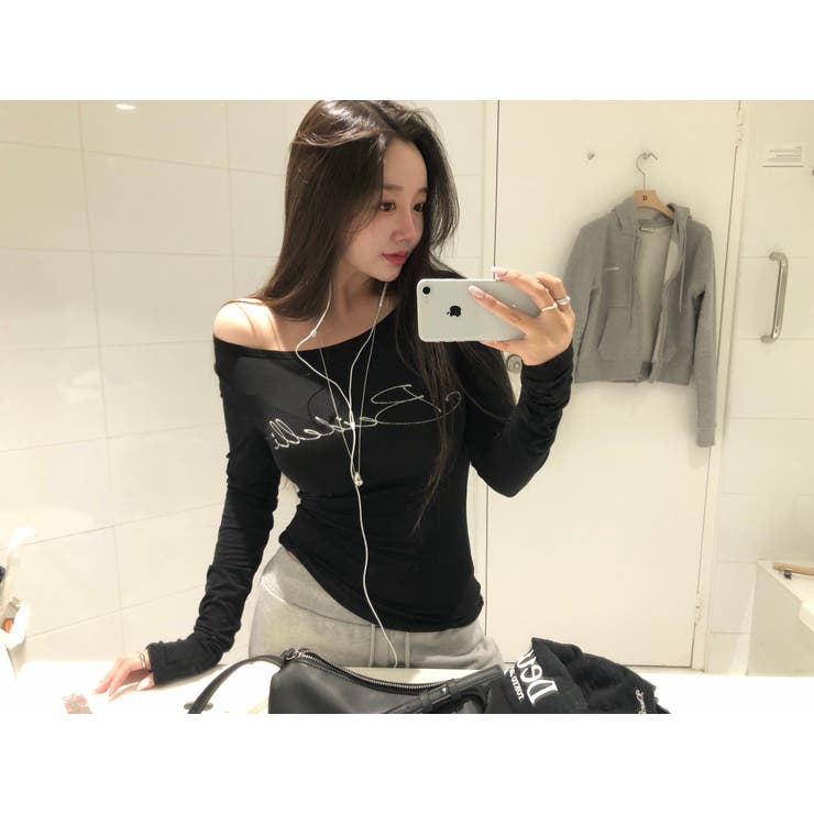 BLACK | ダブルアップ ボートネック長袖Tシャツ DS26074 | BEIDELLI